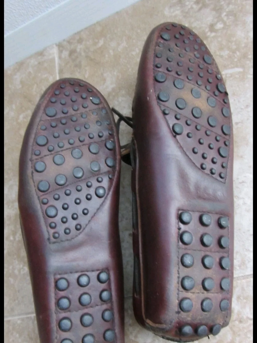 Minnetonka Men's Burgundy Leather Moc Toe Slip-Ons